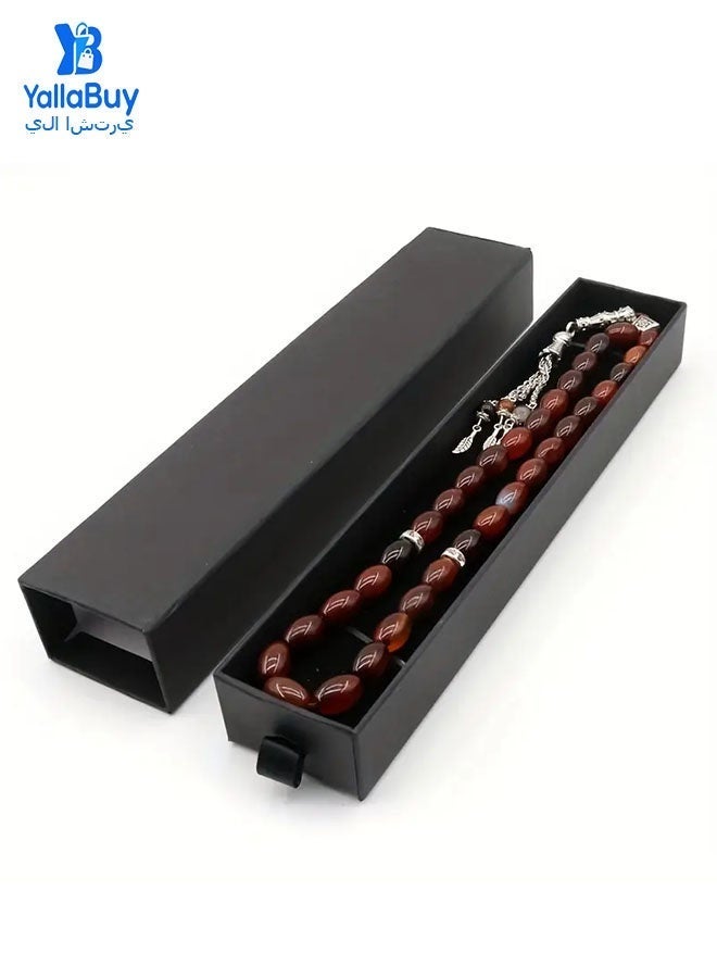 YallaBuy Original Design/ 100% Natural Agate Prayer Beadsl/Handmade Prayer Beads /Tasbih/8mm - Image 2